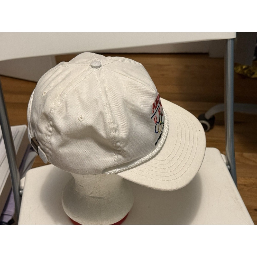 OLYMPIC HAT WHITE VINTAGE ONE SIZE SNAP BACK‎ AT&T  SPONSOR 80s 90s - Picture 4 of 6